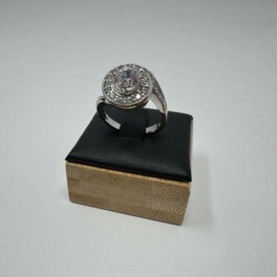 14k White Gold Vintage Old Mine Cut Diamond Swirl Ring (7.81grams)	