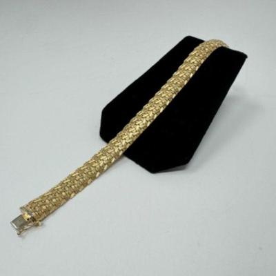 14K Gold Italian Basket Weave Bracelet (19.24 grams)	