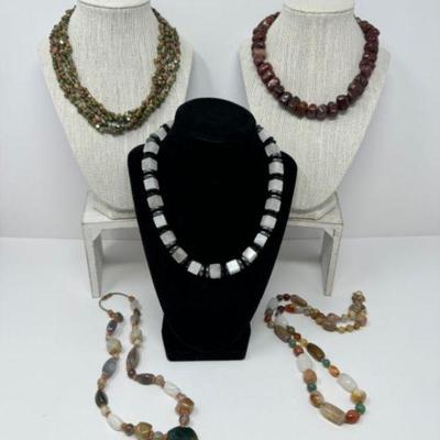 Collection of Colorful Beaded Necklaces w/ Natural Stones	