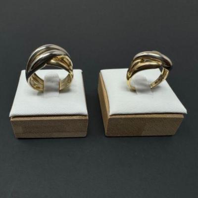 14kt White & Yellow Gold Intertwined Ring Pair (13.82 Grams Combined)	