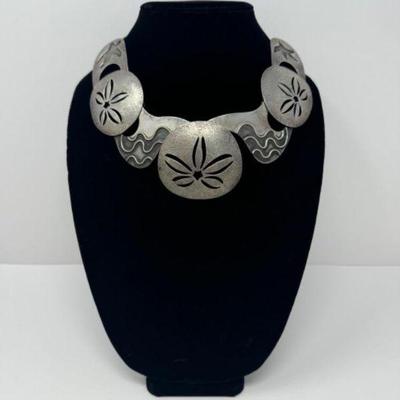 Handcrafted Sterling Silver Sand Dollar Necklace (Approx. 110-120 grams) - Signed	