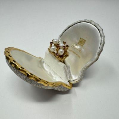 1960s 14k Gold Coral & Pearl Cocktail Ring w/ Pink Gemstones (9.65 grams)	