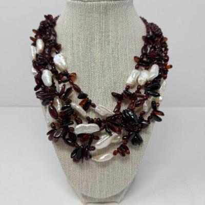 Polish - Made Multi-Strand Beaded Necklace w/ Beautiful Brown Velvet Box	