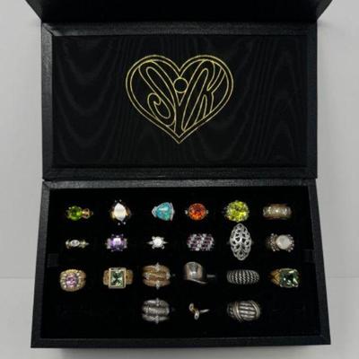 21 Sterling Ring Variety- Crafted w/ Synthetic Gemstones + Unique Ring Storage	