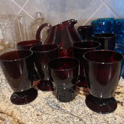 vintage Libby cranberry glass sets