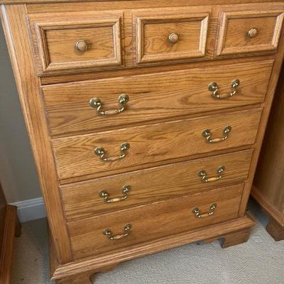 all wood oak highboy chest