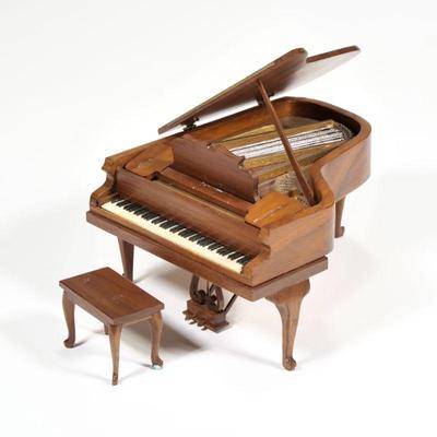 RALPH PARTELOW MINIATURE GRAND PIANO | Miniature dollhouse piano in the French Provincial style, signed and dated 9-78 on underside, with...