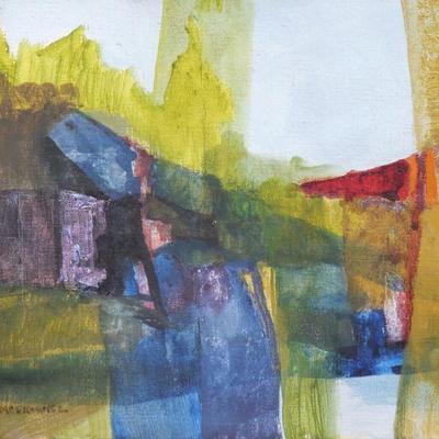 ROBERT MOSKOWITZ (AMERICAN, B. 1935) | Untitled Abstract. Oil on Canvas fragment. 8.75 x 9.75 canvas. Signed lower left. Framed under...