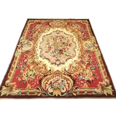 NEEDLEPOINT RUG | Probably Stark, with pattern of flowers in reserves - l. 10 x w. 7.75 ft.

