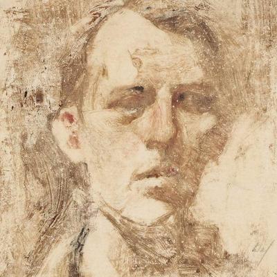 IMPRESSIONIST SCHOOL PORTRAIT (19TH/20TH CENTURY) | Mixed media on paper. 10.5 x 8 in., sheet Signed center right indistinctly - w. 13.5...