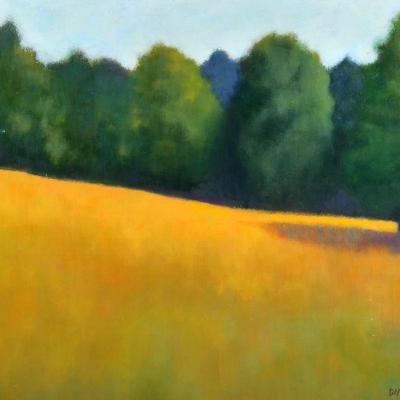 JOAN DIAMANT (AMERICAN, 1924-2015) | Slanting Light. Oil on masonite. 12 x 16 in., board. Signed lower left, titled on verso, in a gilt...