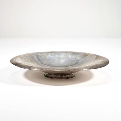 HAMMERED SILVER BOWL | Designed as a low form bowl tested to silver, with unidentified hallmark, dia. 12 in., 12.88 ozt - dia. 11.75 in.

