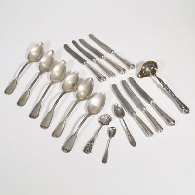 MISC. CONTINENTAL SILVER FLATWARE | Including a set of six "800" silver tablespoons, three "800" demitasse spoons,...
