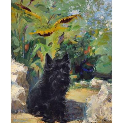 ALFRED RICHARD MITCHELL (1888-1972) "FALA" F.D.R.'S DOG | Portrait of Fala, President Franklin D. Roosevelt's Dog....