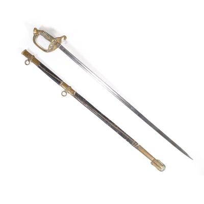 AMERICAN NAVAL OFFICER'S SWORD W/ SHAGREEN GRIP | l. 39 in. (Overall with scabbard)

