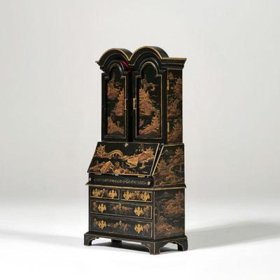 POLLIE SIMPSON CHINOISERIE DOLLHOUSE MINIATURE | Secretary desk, signed on verso and dated May 1980 - l. 1.75 x w. 3.5 x h. 7.25 in.

