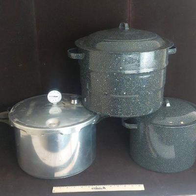Presto Canning Pressure Cooker & Blackware Enamel Pots