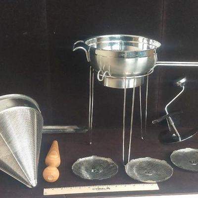 Kitchen Food Mill And China Cat With Stand