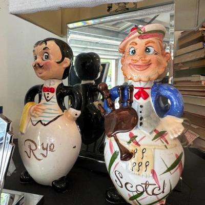Vintage ceramic decanters for Rye and Scotch