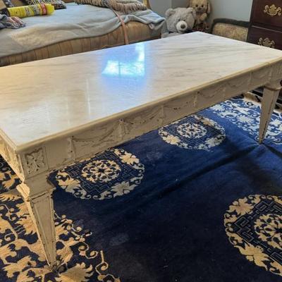 Marble top French provincial coffee table 