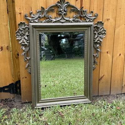 Antique hand carved wood frame mirror 