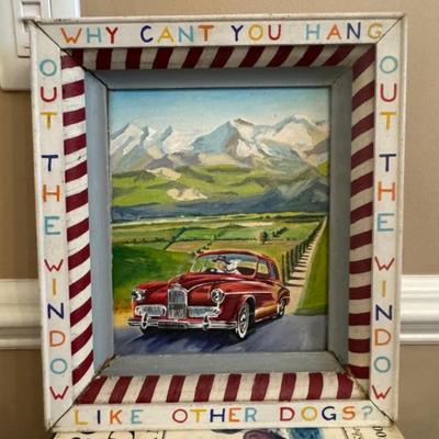 Original painting with hand painted frame. 