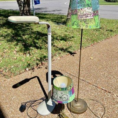 Lot 034-G: Lamp Trio

Features: 
•	OttLite
•	“Mama” (floor) and “Baby” (table) lamps

Dimensions: 
•	OttLite: 46”H (gooseneck)
•	Floor...