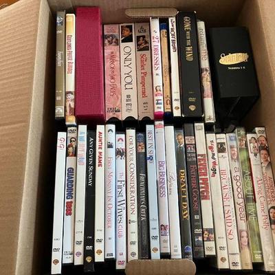 Lot 057-LR: DVD Mystery Grab Box #1

Features: A small moving box chock-full of over 75 DVDs (and 3 VHS tapes)!
•	Includes Seinfeld...