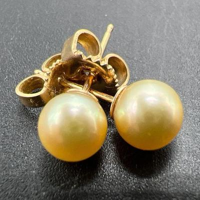 14KT Gold Earrings with Faux Pearls
