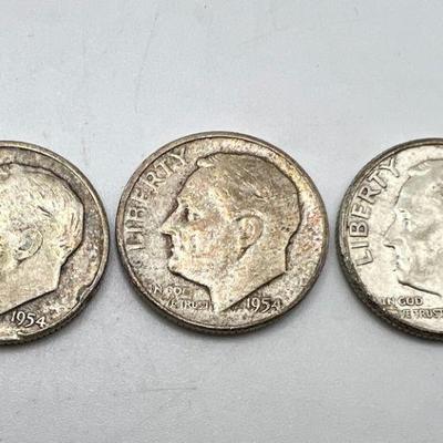 (3) Silver Roosevelt Dimes 1954-1963
