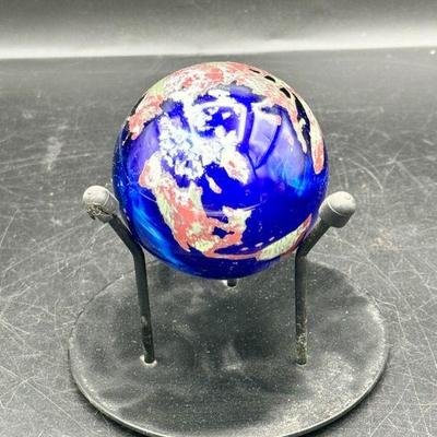 Lundberg Studios Glass World Earth Paperweight
