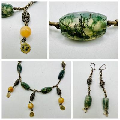 Matching Set of Necklace & Earrings with Fascinating Stones
