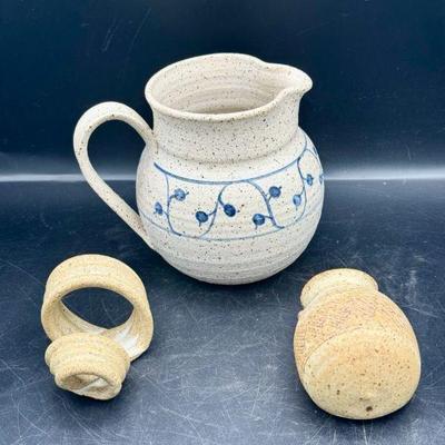 (2) Signed (1) Unsigned Pretty Pottery Pieces
