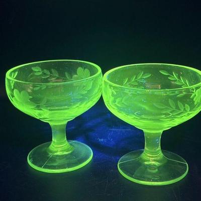 (2) UV Reactive Footed Coupe Glasses
