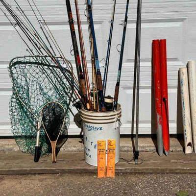 Bucket Of Fishing Rods And Odds FT Olympic 3000
