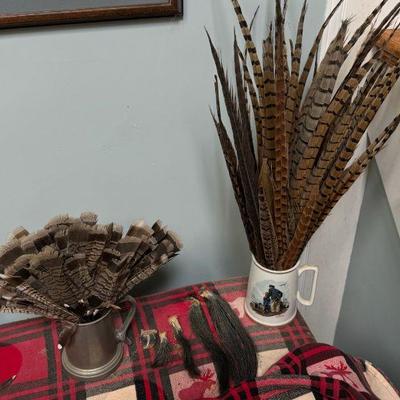 (2) Mugs Of Feathers And Turkey Beards
