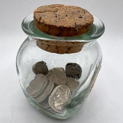 ~20 Buffalo Head Nickels in an Old Thyme Jar
