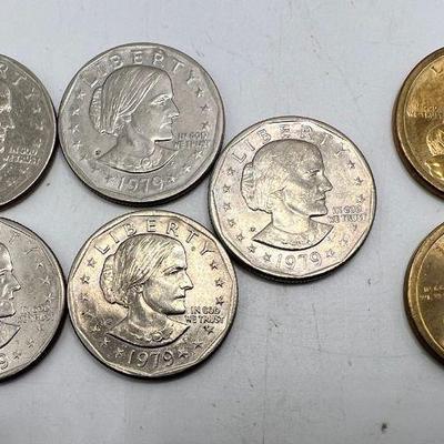 (5) 1979 Susan B. Anthony Dollars & (2) 2000 Sacagawea Dollar Coins
