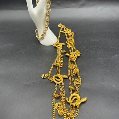 (2) Beautiful Gold Colored Necklaces
