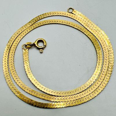 Classic 14K Gold Herringbone Necklace
