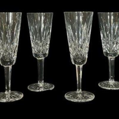 Eight WATERFORD 'Lismore' Crystal Champagne Flutes