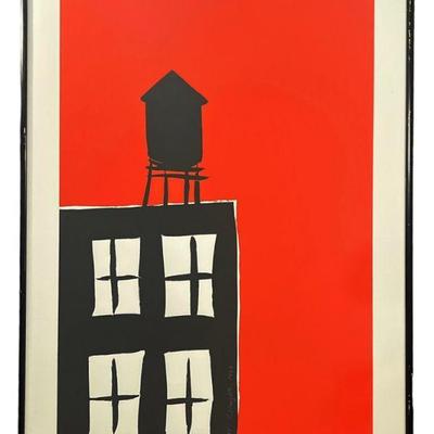 Signed TOM SLAUGHTER "Water Tank" Modern Art Serigraph, Gallery Collection