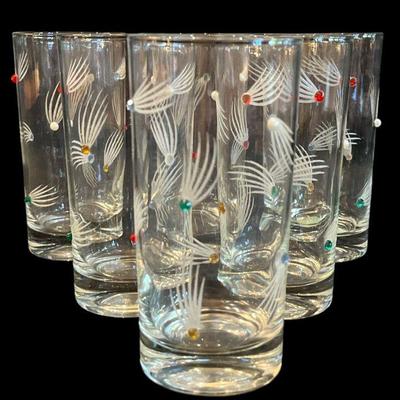 Bejeweled Mid Century Barware Glasses, Set of 6