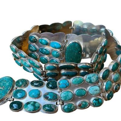 Antique Southwestern Silver and Turquoise Belt