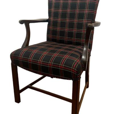 1780 English George III Tall Black Armchair