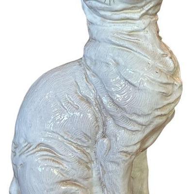 Mid Century Terracotta Cat Statue