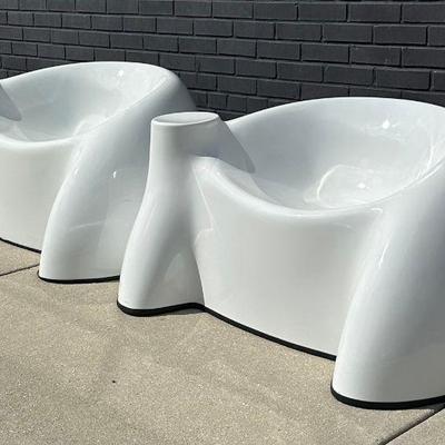 WENDELL CASTLE White "Castle" Chairs, Pair
