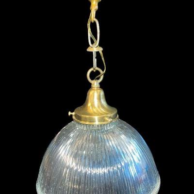 Holophane & Brass Pendant Light