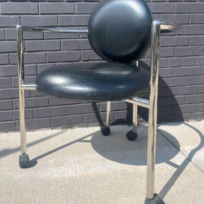 BRUETON Leather and Chrome Chair