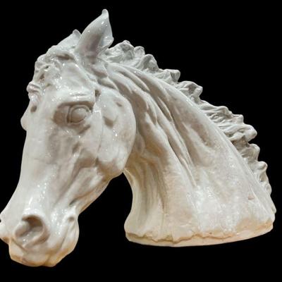 Large Scale Blanc De Chine Horse Head Statue